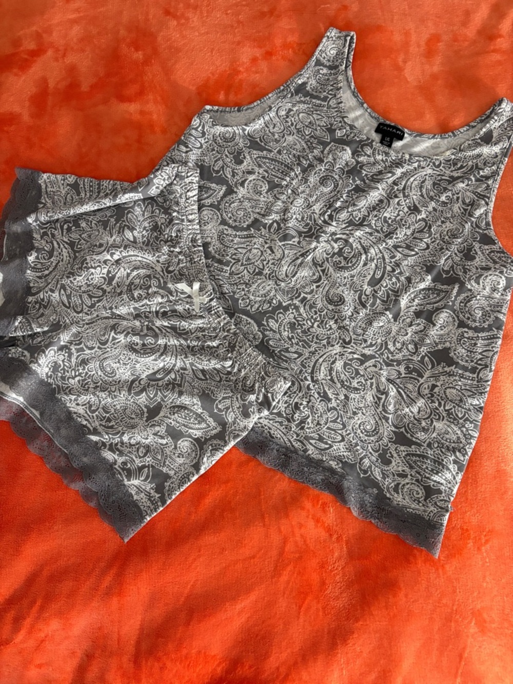 Candie's Gray Paisley Lace-Trim Tank & Shorts Set